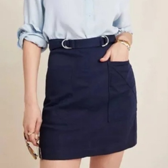 Anthropologie Pilcro and the Letterpress Navy Blue Mini Skirt Size 10 - Picture 1 of 4